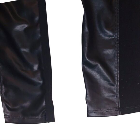 RANDOM Hearts Black Vinyl stripe leggings Girls size Large  - Picture 4 of 8